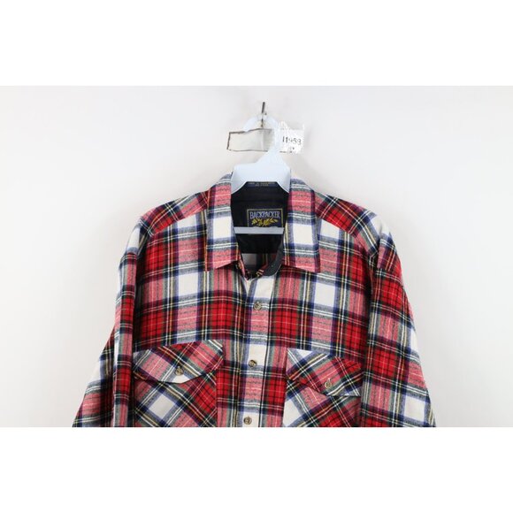 Vintage 80s 90s Streetwear Mens Large Double Pocket Knit Collared Button Shirt - Picture 2 of 14